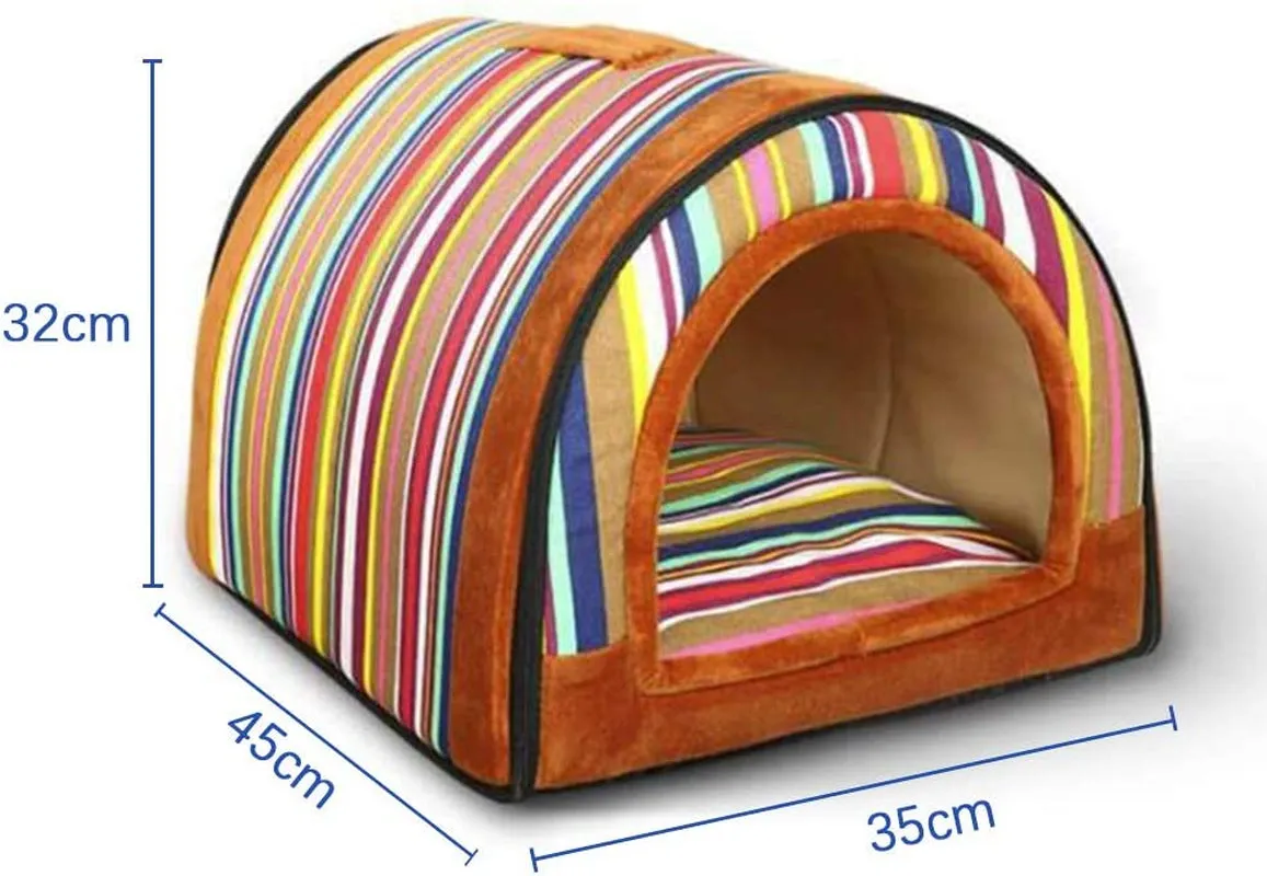 2-In-1 Pet Rainbow Striped House