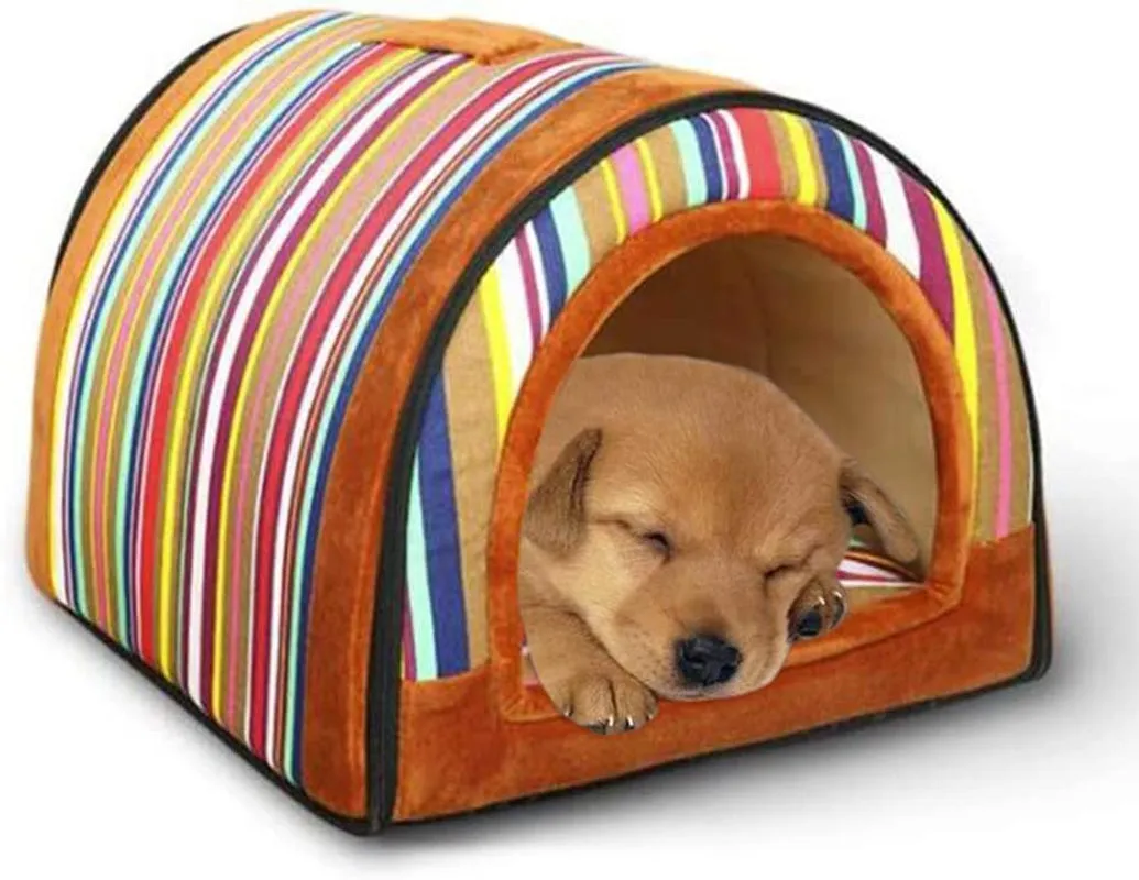 2-In-1 Pet Rainbow Striped House