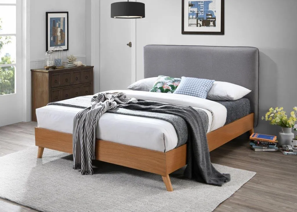 Artisan Bed Company Beech Wood And Fabric Bed Frame