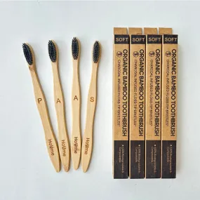 Bamboo Eco Friendly Tooth Brush with Charcoal Bristles | Pack of 4