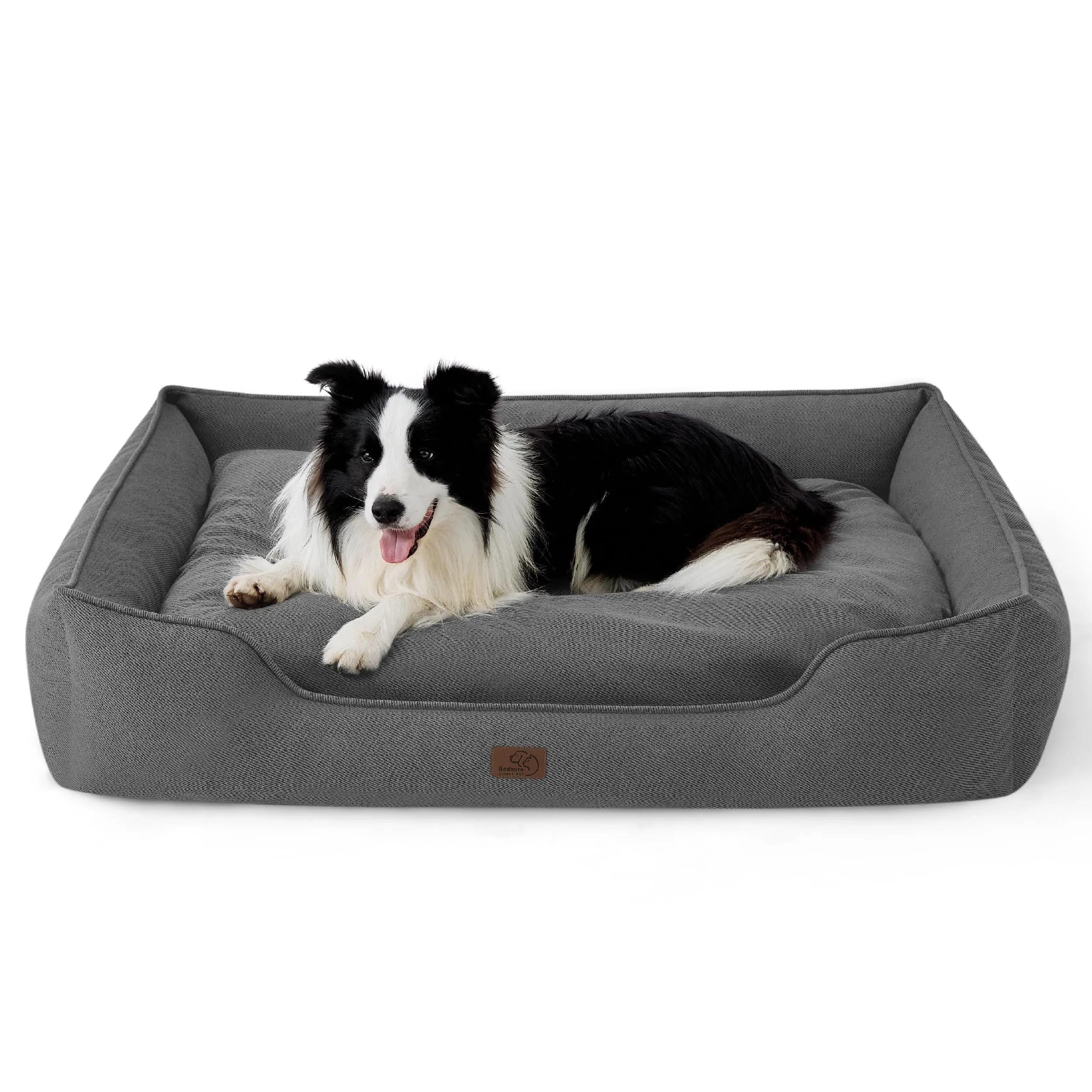 Bedsure Washable Dog Bed for Large Dogs - Waterproof All-Season Dog Beds, Rectangle Cuddle Doggy Beds with Removable Zipper Cover, 36x27x10inches, Grey