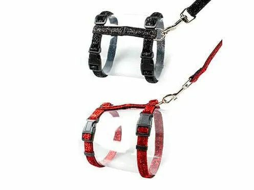 Big Cat Walking Set Glitter 30-50cm / 12mm - 125cm black/red