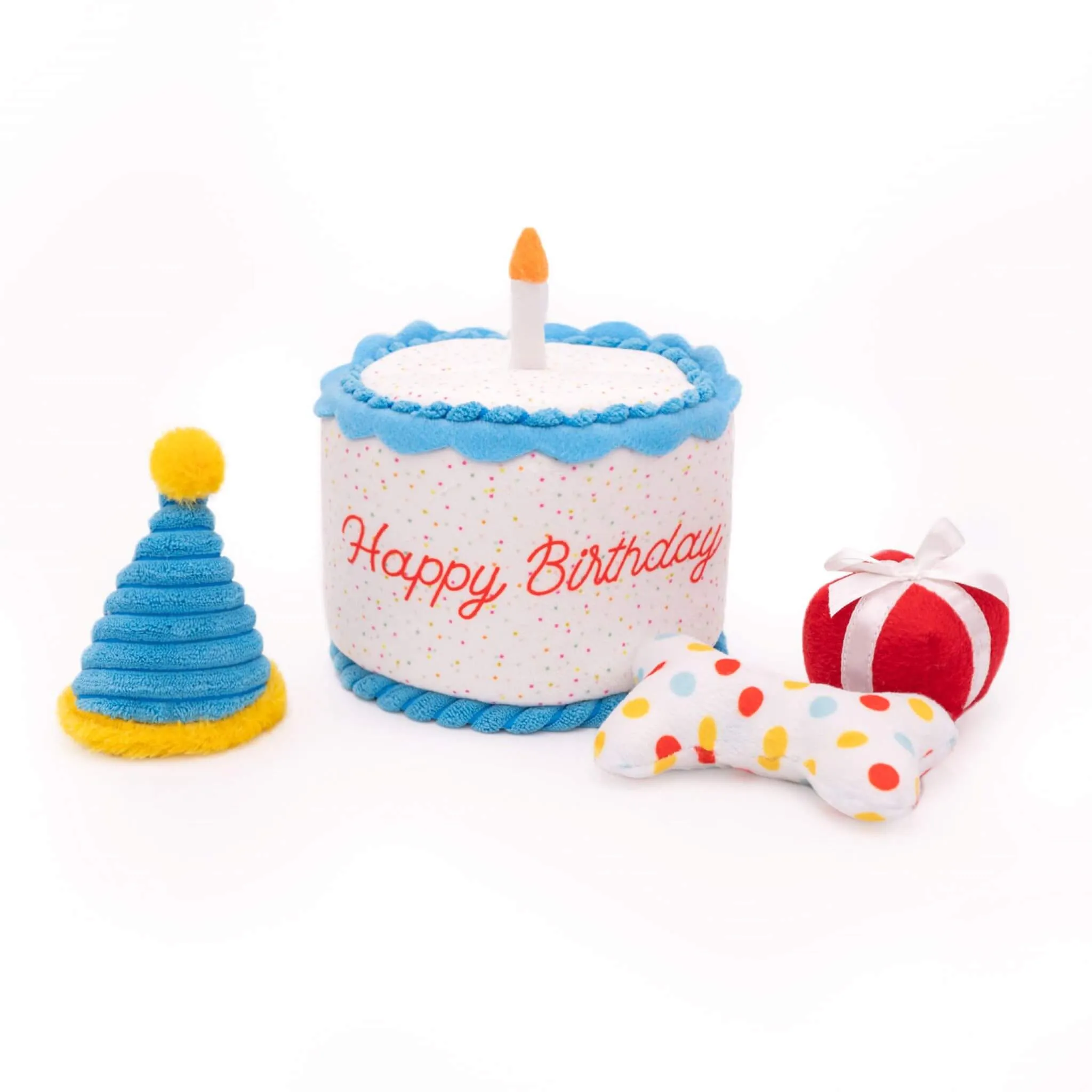 Birthday Cake Zippy Burrow Plush Dog Toy