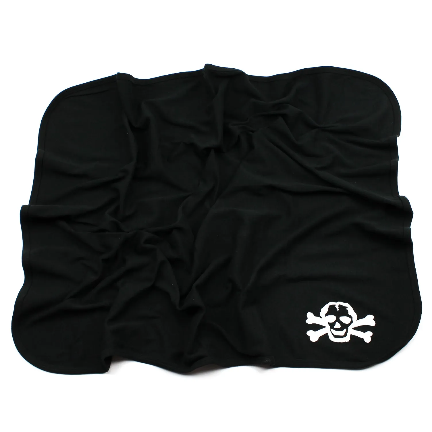 Black Cotton Receiving Blanket with White Scribble Skull