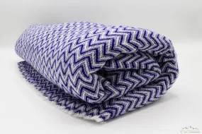 Blue & White Chevron Cashmere Blanket