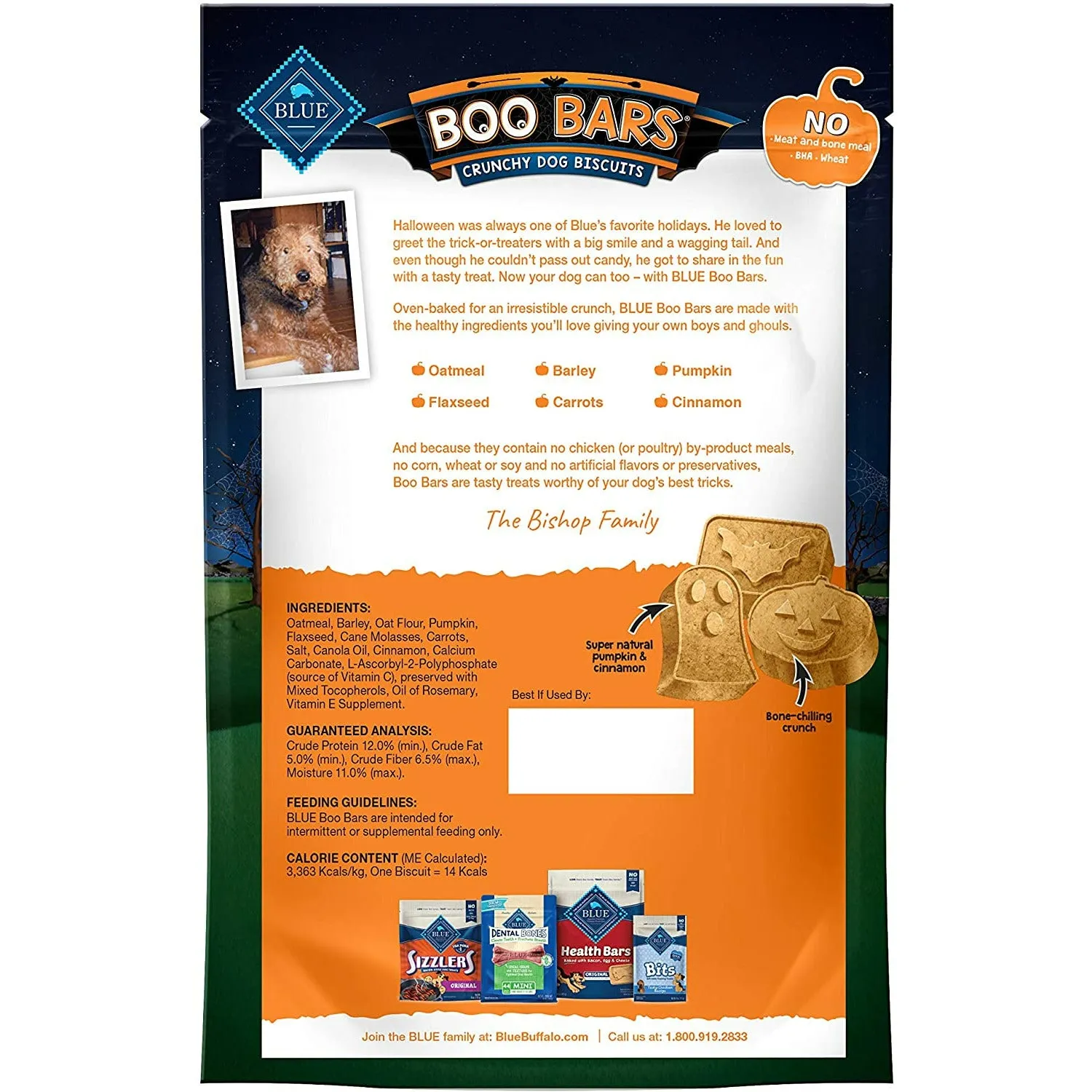 Blue Halloween Boo Bars Pumpkin & Cinnamon Dog Treats