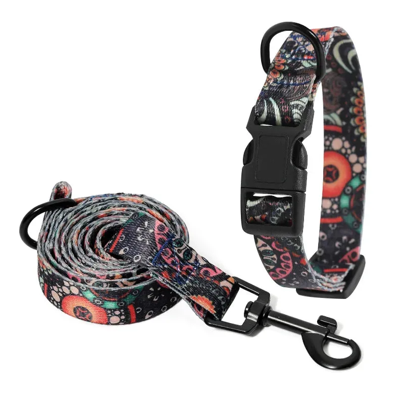 Bohemia Style Pet Collar and Leash Set for Dogs and Cats