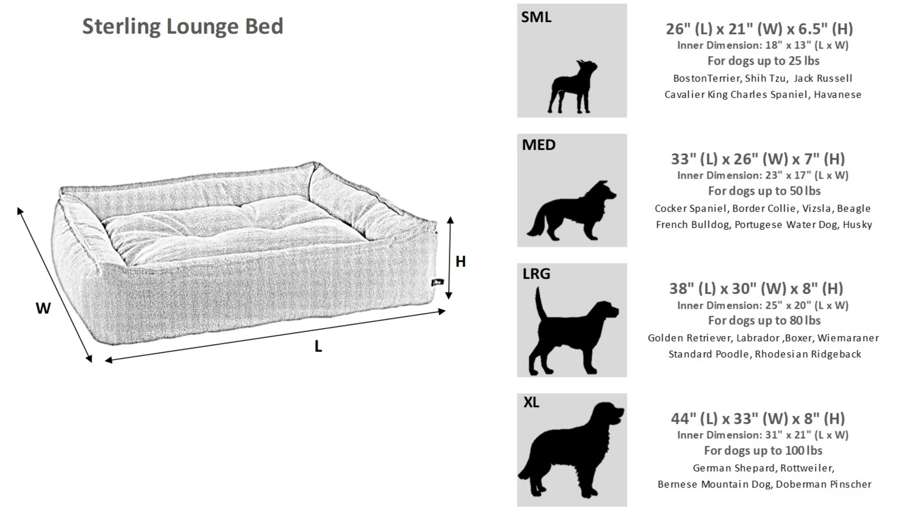 Bowsers Sterling Lounge Bed Gravel