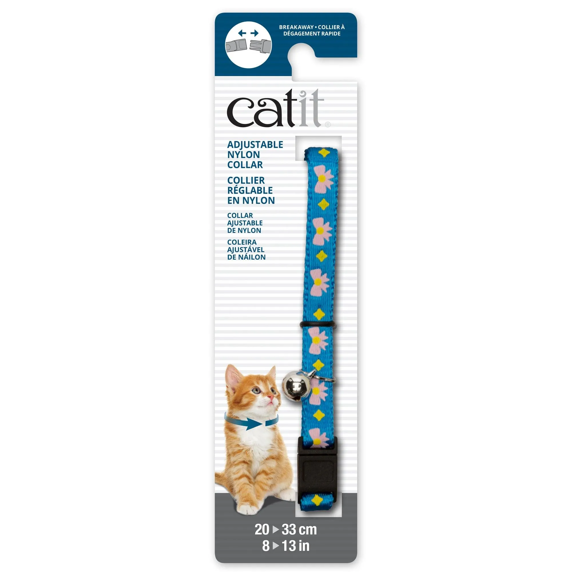 Catit Adjustable Breakaway Nylon Collar Blue With Bows