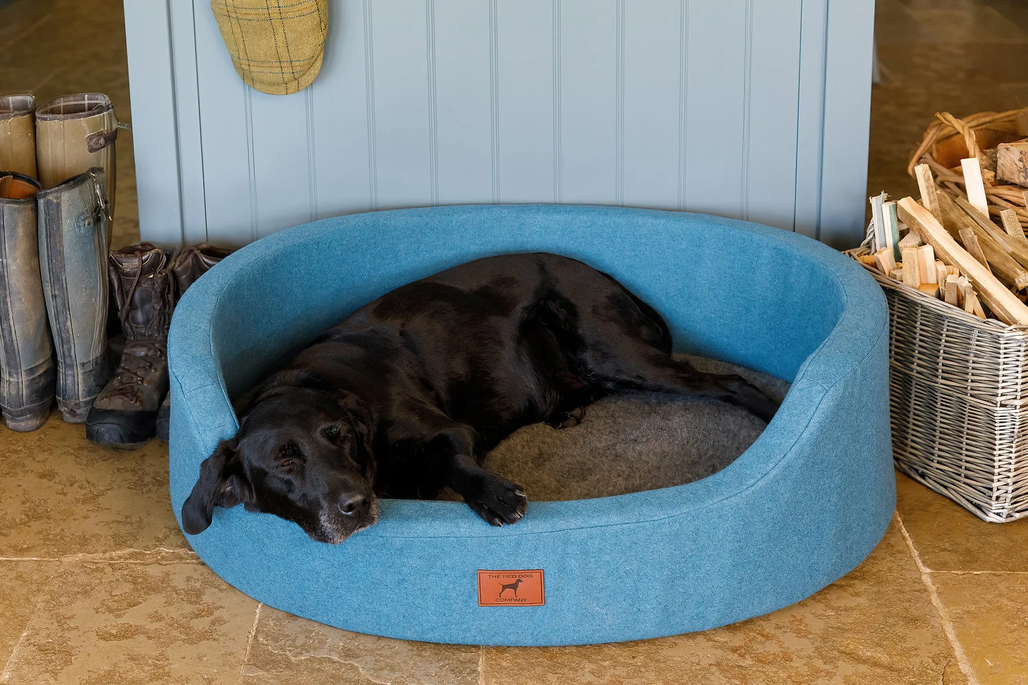 Cerulean Blue Oval Dog Bed