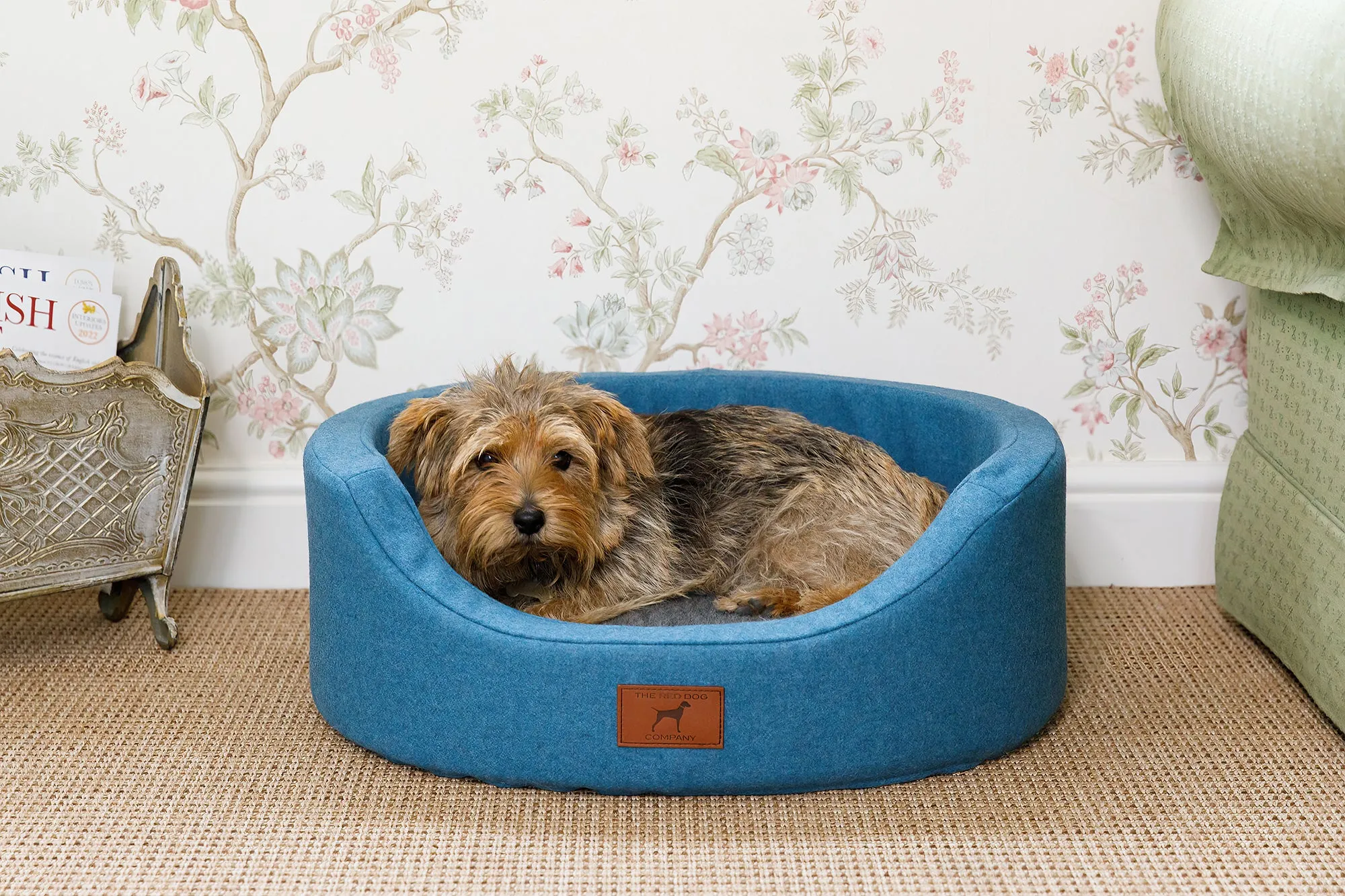 Cerulean Blue Oval Dog Bed