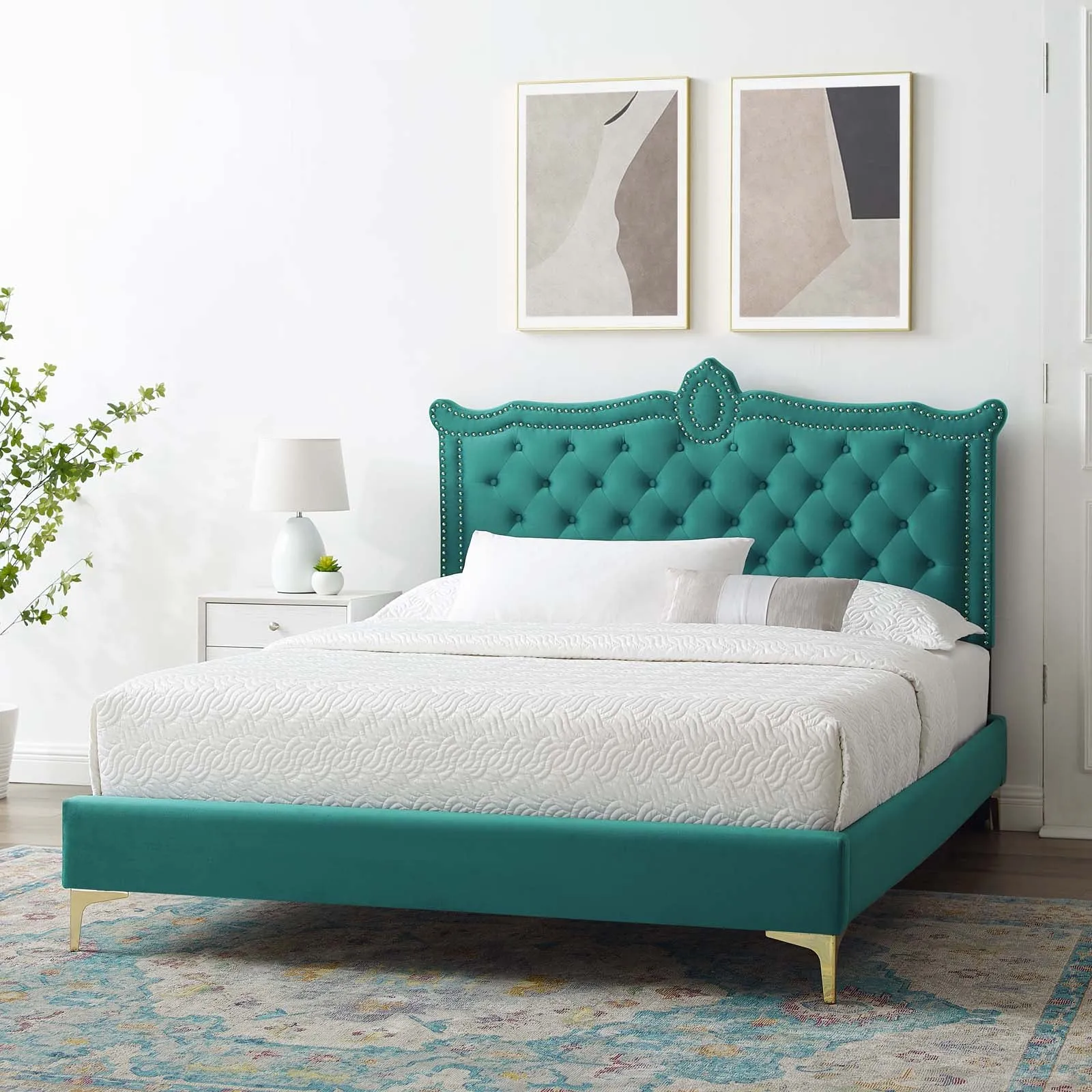 Clara Performance Velvet Queen Platform Bed By Modway - MOD-6592