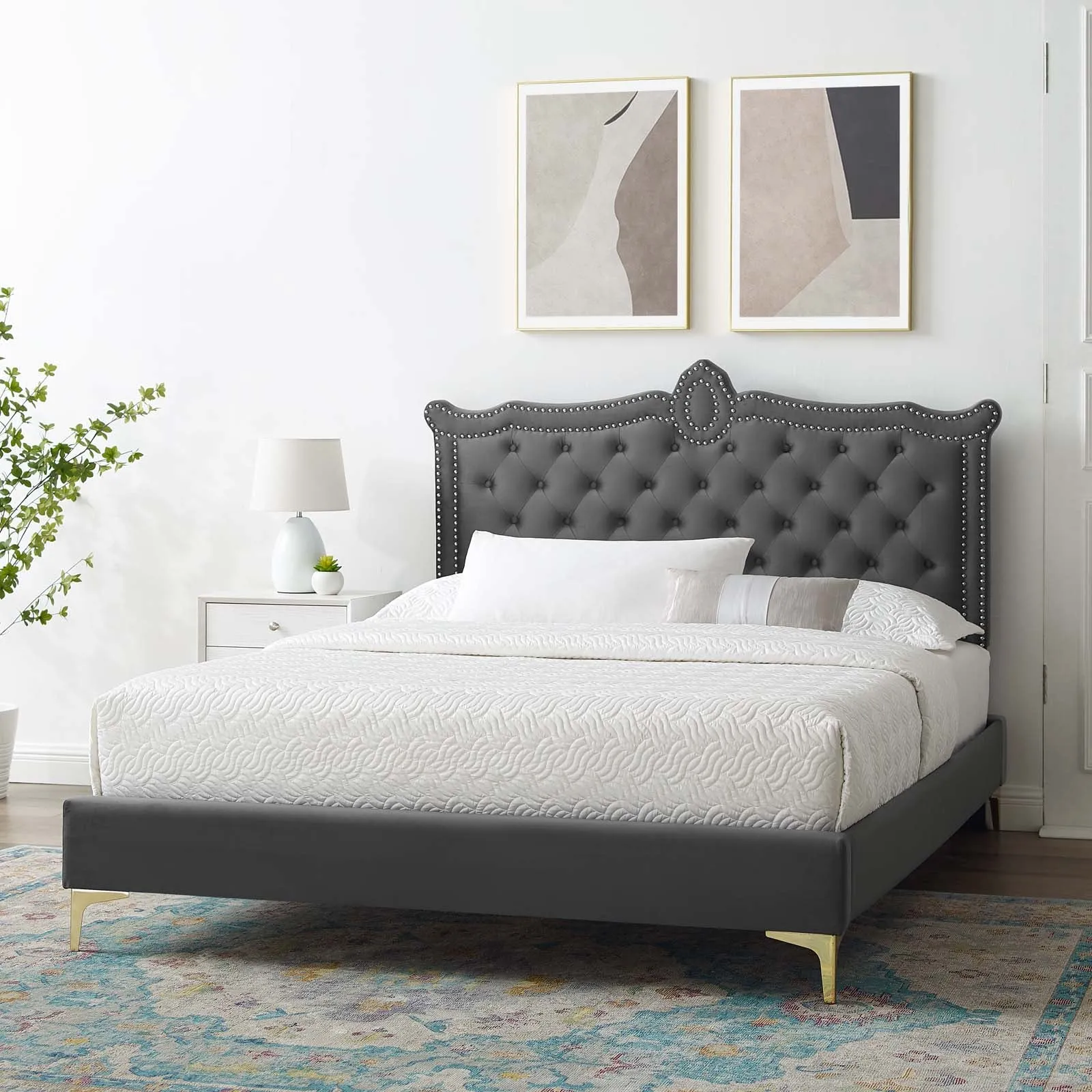 Clara Performance Velvet Queen Platform Bed By Modway - MOD-6592