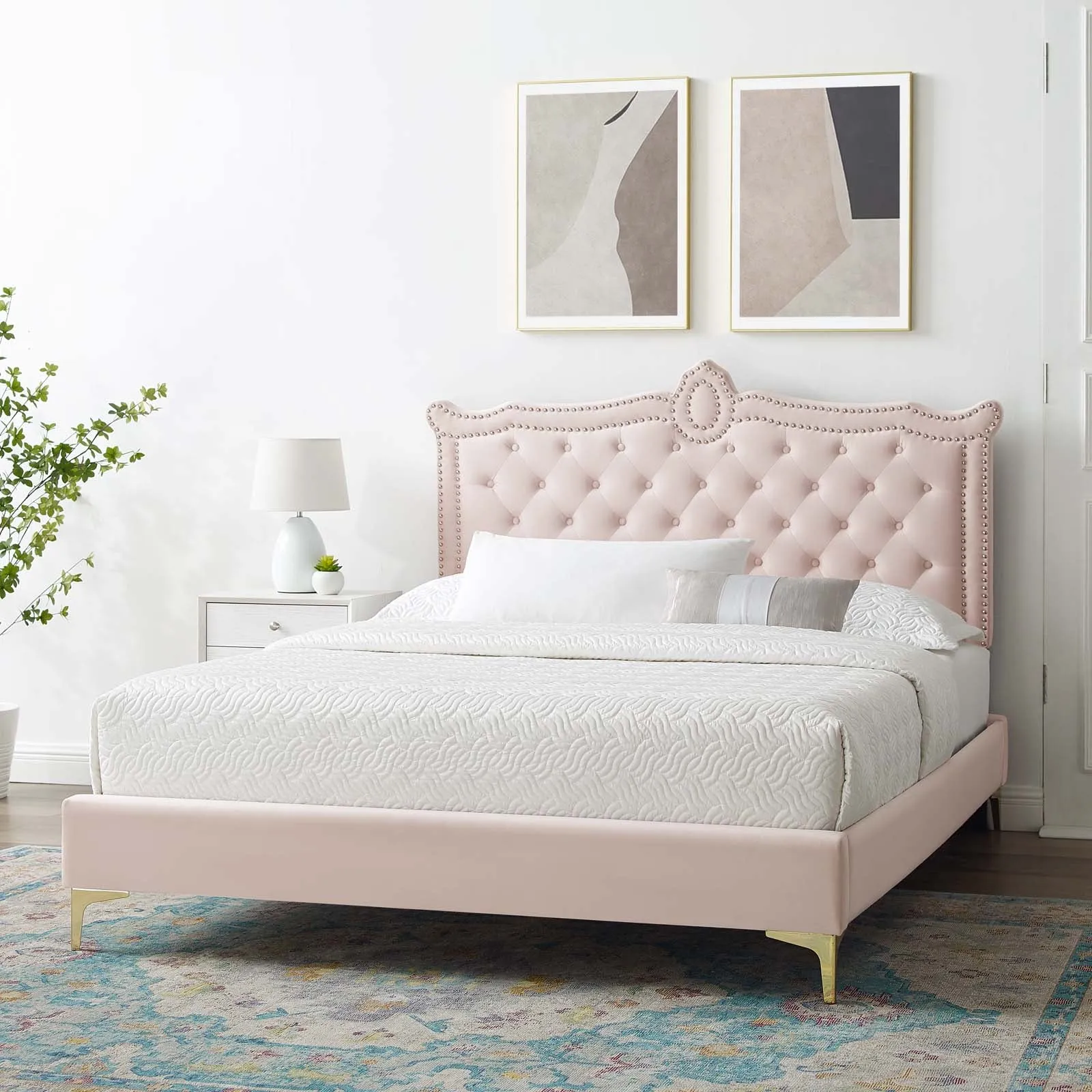 Clara Performance Velvet Queen Platform Bed By Modway - MOD-6592