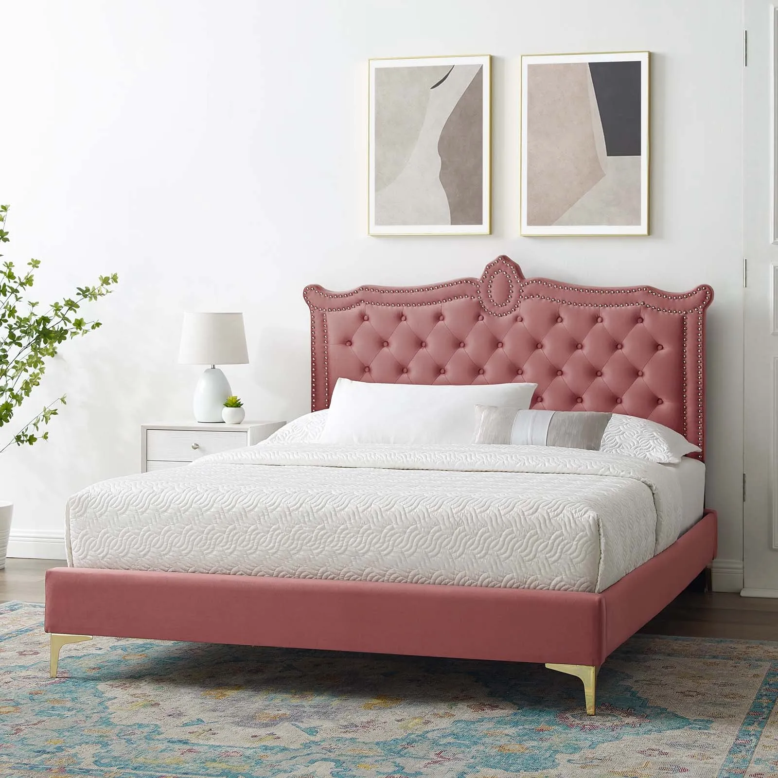 Clara Performance Velvet Queen Platform Bed By Modway - MOD-6592