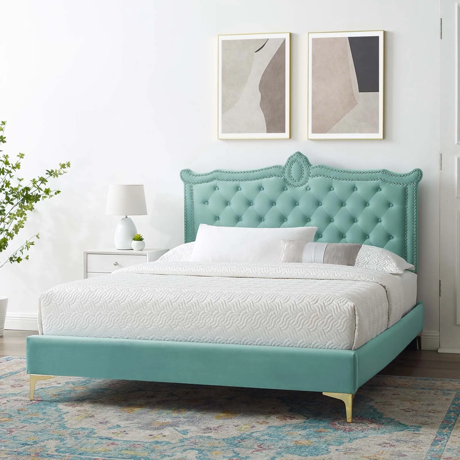 Clara Performance Velvet Queen Platform Bed By Modway - MOD-6592