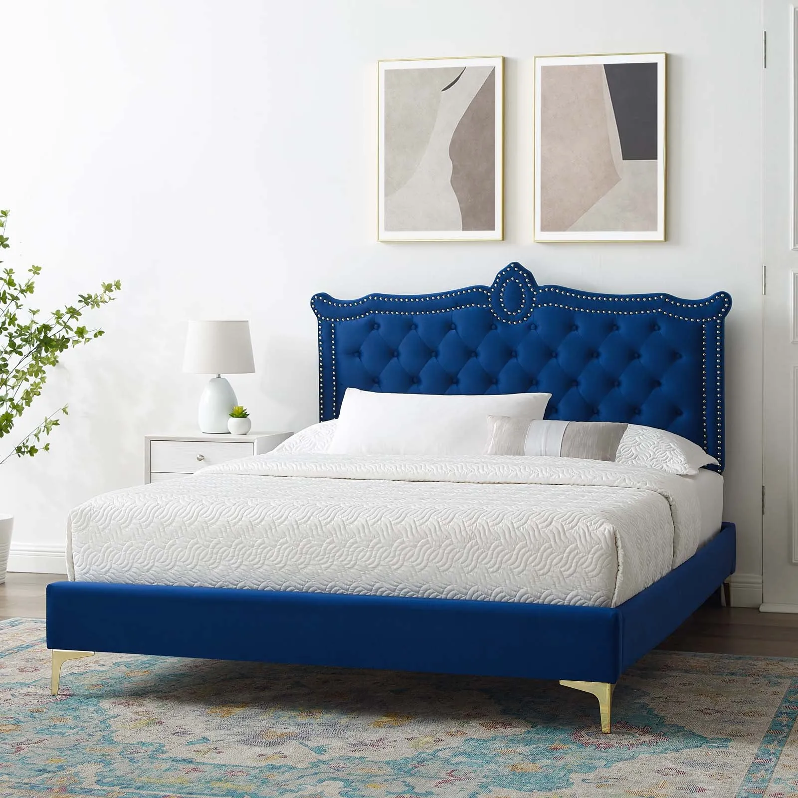 Clara Performance Velvet Queen Platform Bed By Modway - MOD-6592