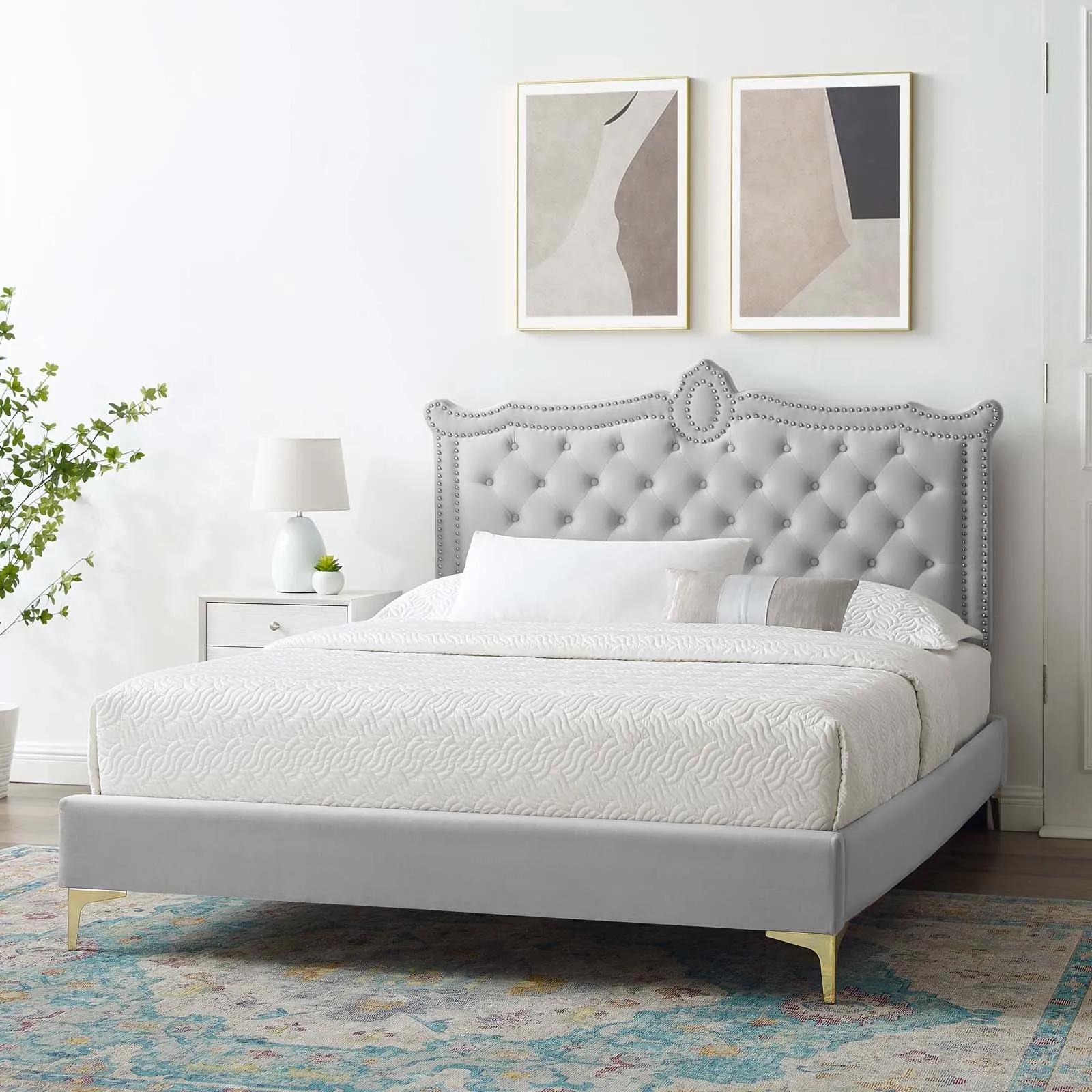 Clara Performance Velvet Queen Platform Bed By Modway - MOD-6592