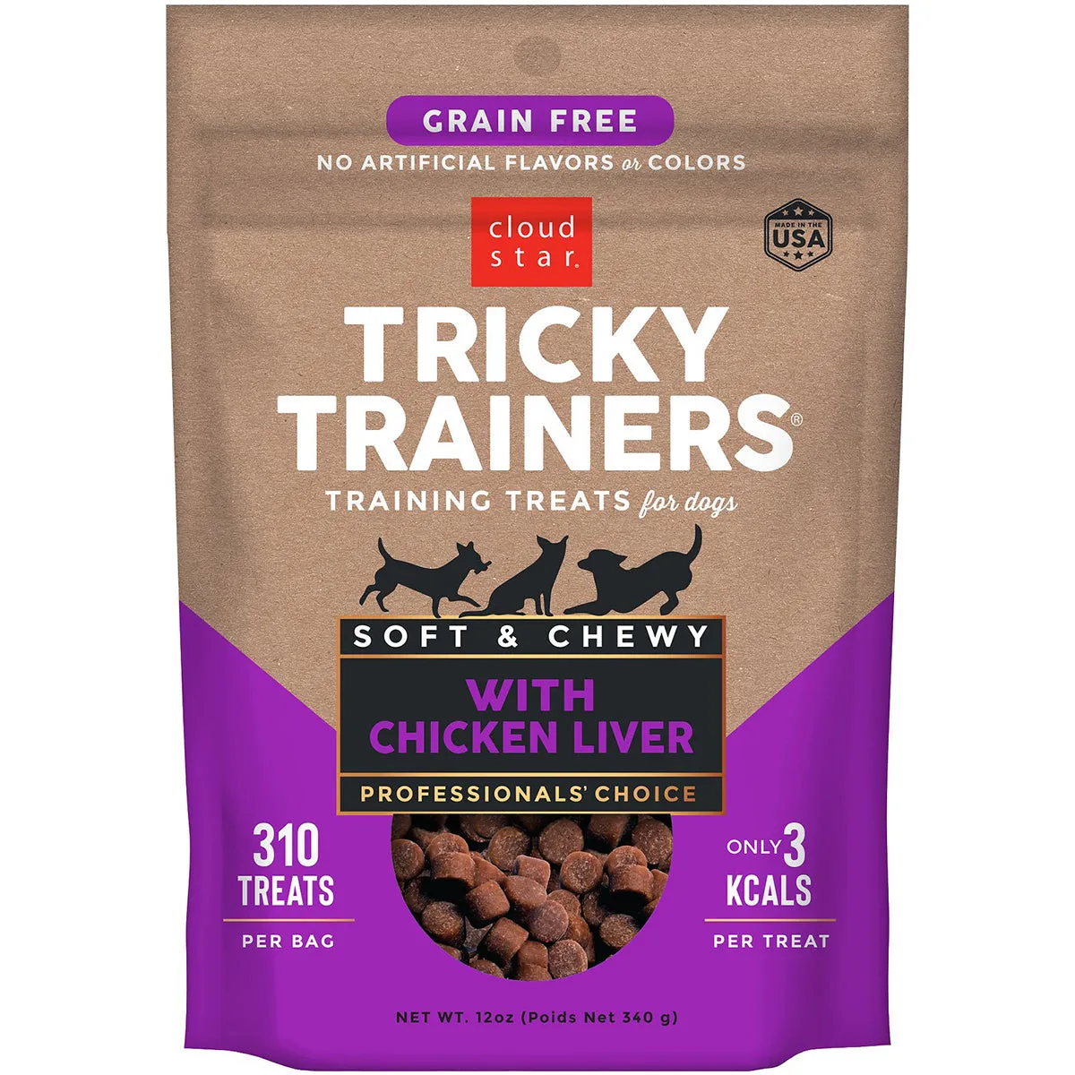 Cloud Star Tricky Trainers Chewy Grain Free Liver Formula Dog Treats 12oz