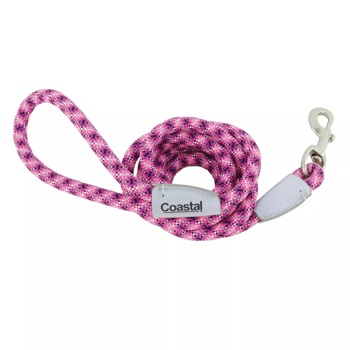 Coastal Pro Active Woven Reflective Rope Leash 6' Pixel Pink