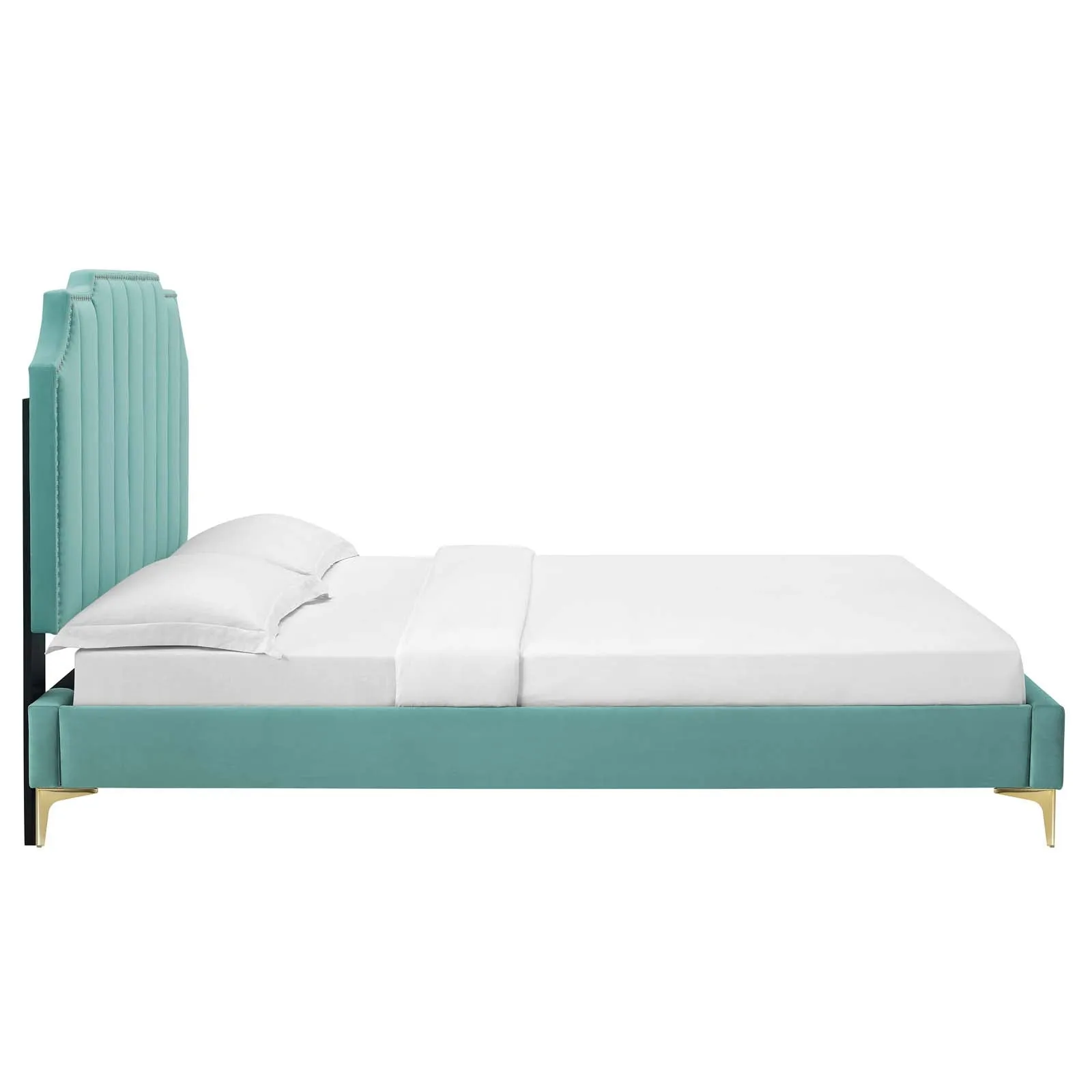 Colette Queen Performance Velvet Platform Bed By Modway - MOD-6583