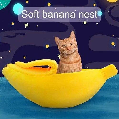 Cozy Cute Banana Cat Bed Cushion