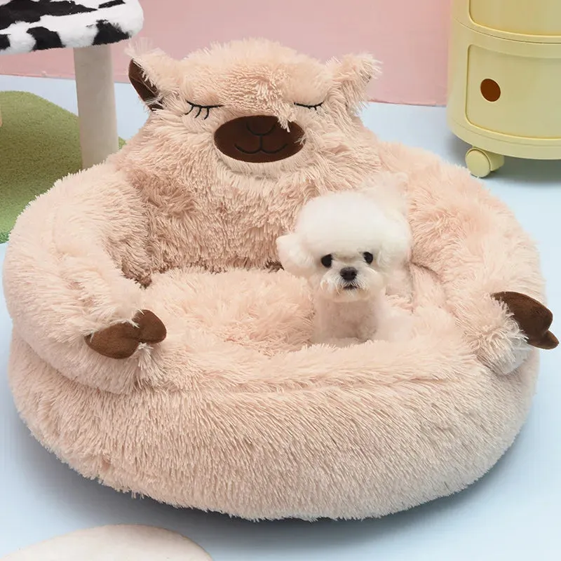 Cute Cartoon Monster Plush Pet Bed | Warm Washable Kennel for Small Dogs & Cats | Medium Dog Bed Mat | Puppy & Kitten Mattress