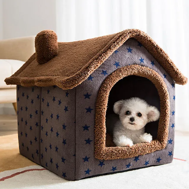 Dog Bed Warm House Grey Kennel Tent