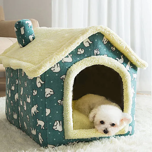 Dog Bed Warm House Grey Kennel Tent