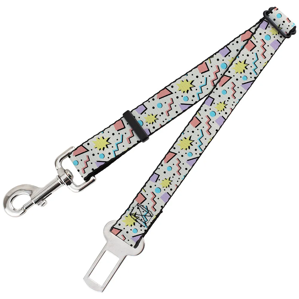 Dog Safety Seatbelt for Cars - 90s Nineties Grid Pattern Gray/Multi Pastel