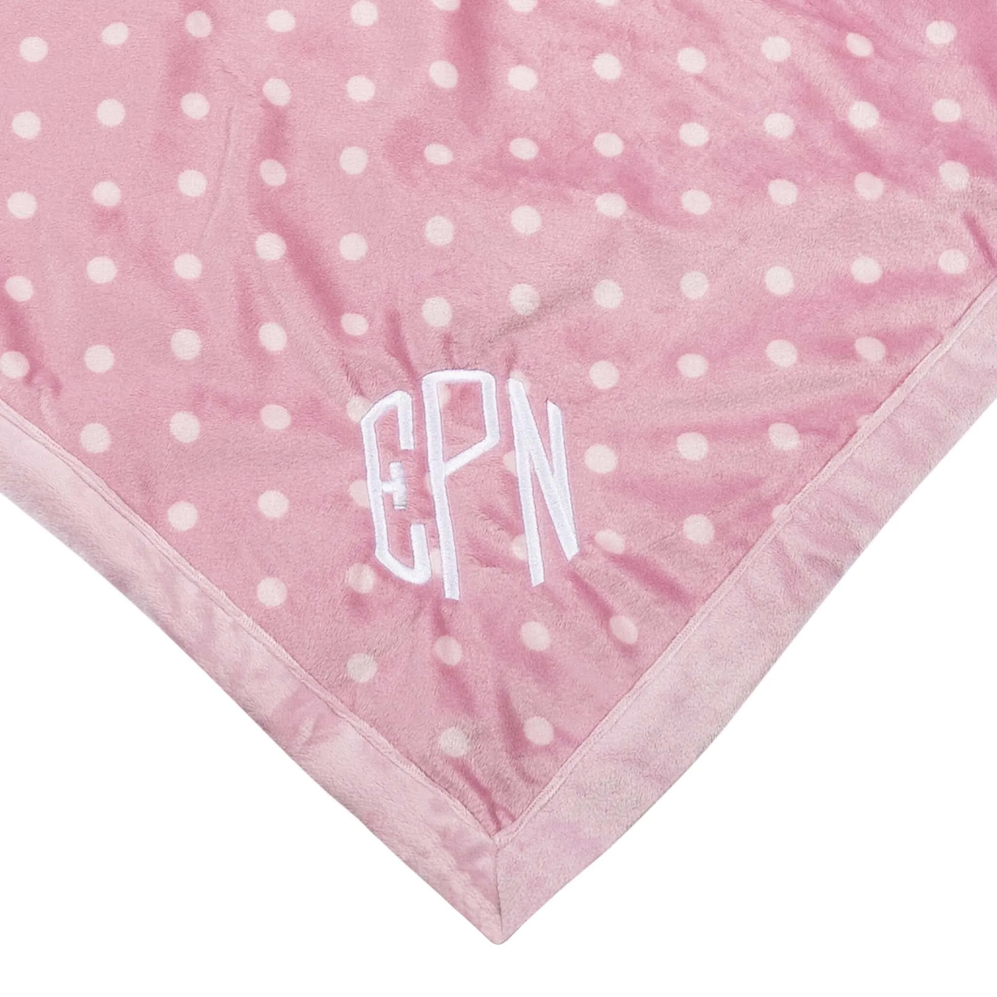 Embroidered Baby Girls Bear & Dots Oversized Security Blanket