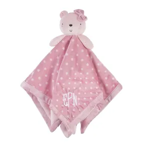 Embroidered Baby Girls Bear & Dots Oversized Security Blanket