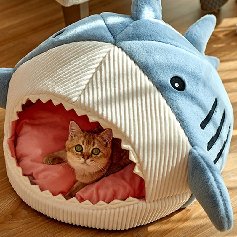 Enclosed Warm Cat Bed | Portable Pet Beds for Sweet Kittens | Cozy Cushion Cat Pillow Mat Tent | Puppy Nest Cave Cats House | 100% Cotton Pet Goods