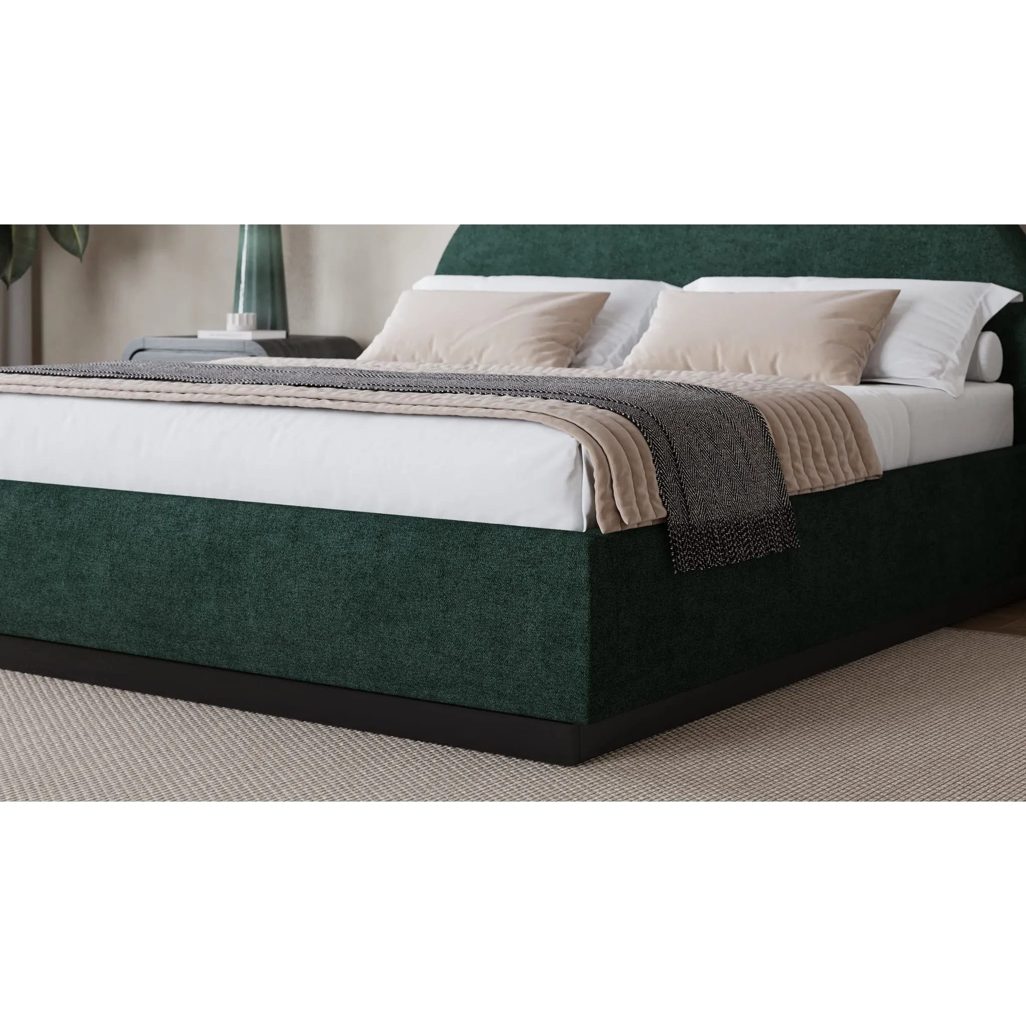 Flex Upholstered Bed in Emerald Chenille