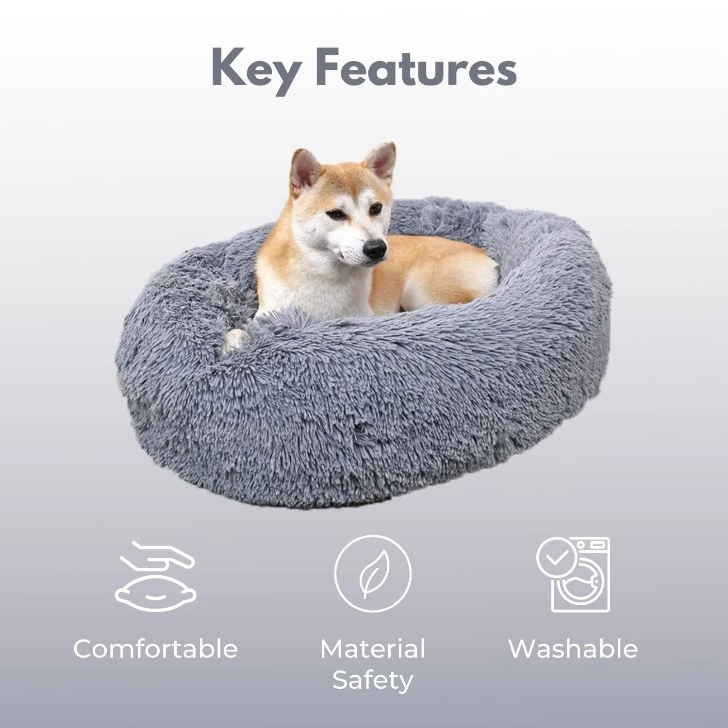 Floofi - Pet Bed 80cm - Grey