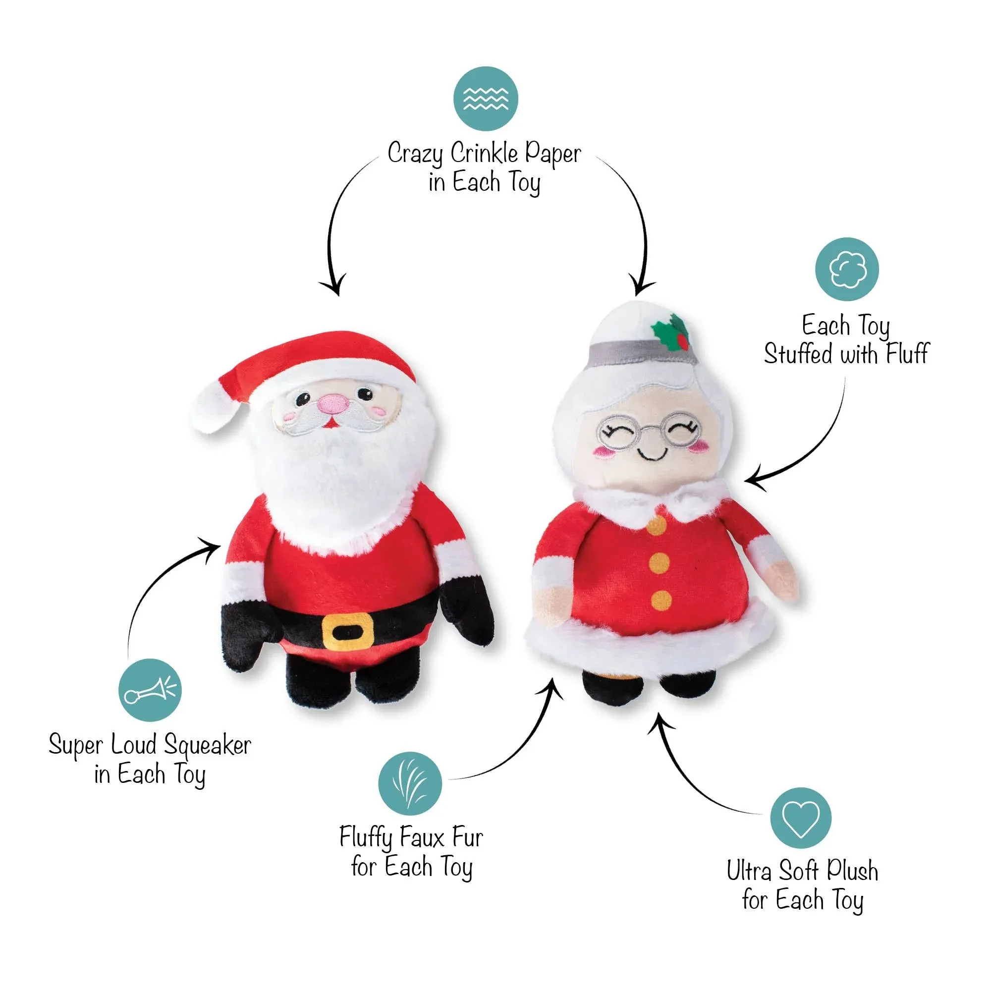 Fringe Dog Toy Holiday Mr. and Mrs. Santa Paws