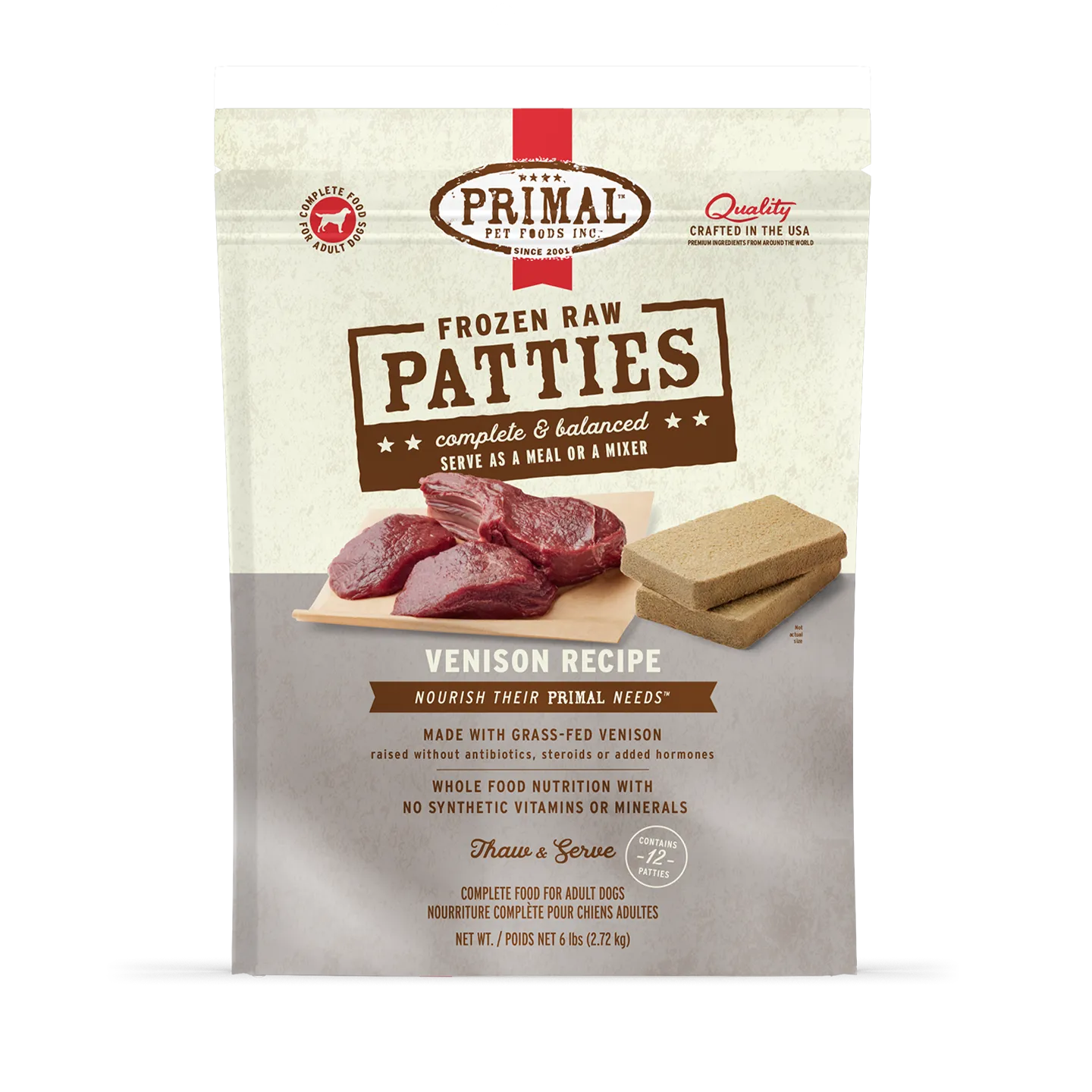 Frozen Raw Patties Dog Food <br> Venison Recipe