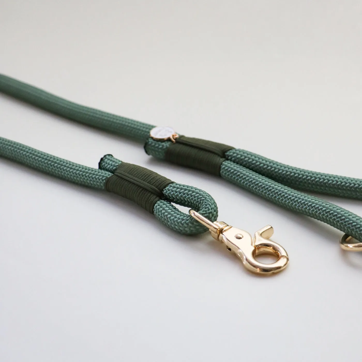 furlou braided rope leash - sage green