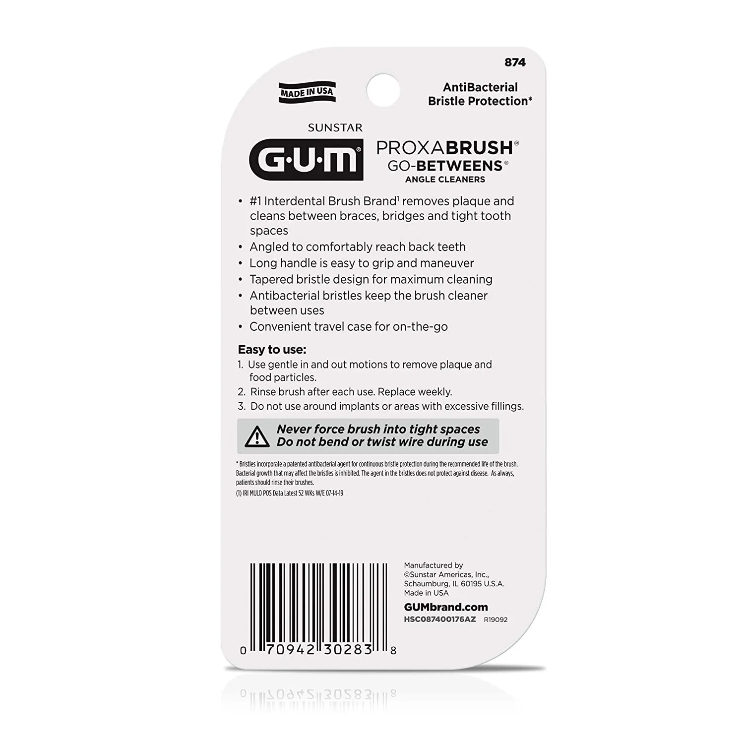 GUM Proxabrush Go-Betweens Interdental Brushes, Angle Cleaner, Tight. 4 Count