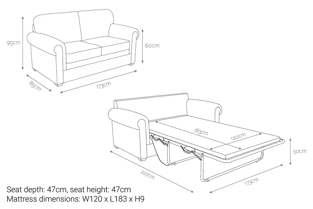 Jay-Be Heritage 2 Seater Sofa Bed with e-Pocket Mattress