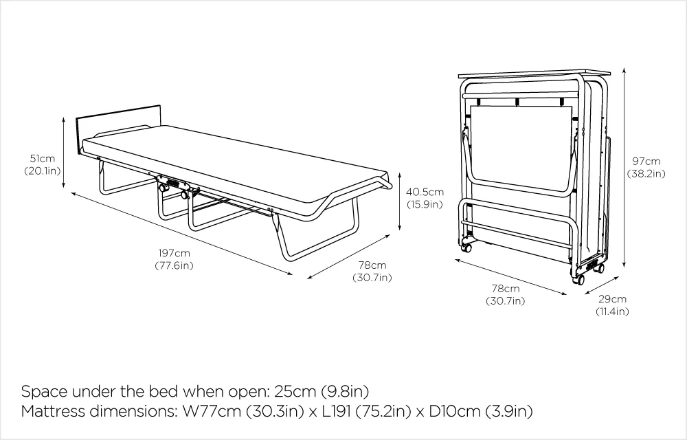 Jay-Be Supreme Automatic Folding Bed with Rebound e-Fibre Mattress