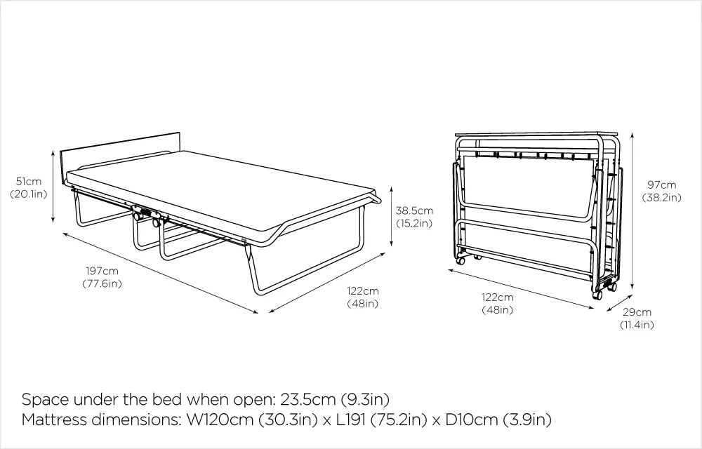 Jay-Be Supreme Automatic Folding Bed with Rebound e-Fibre Mattress