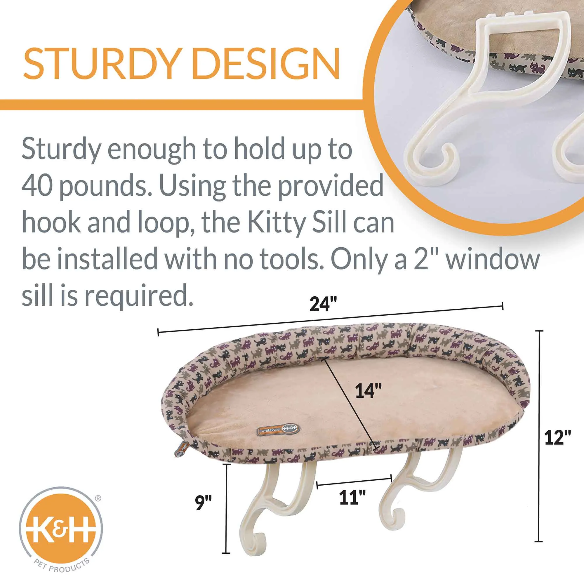 K&H Pet Products Deluxe Kitty Sill with Removable Bolster