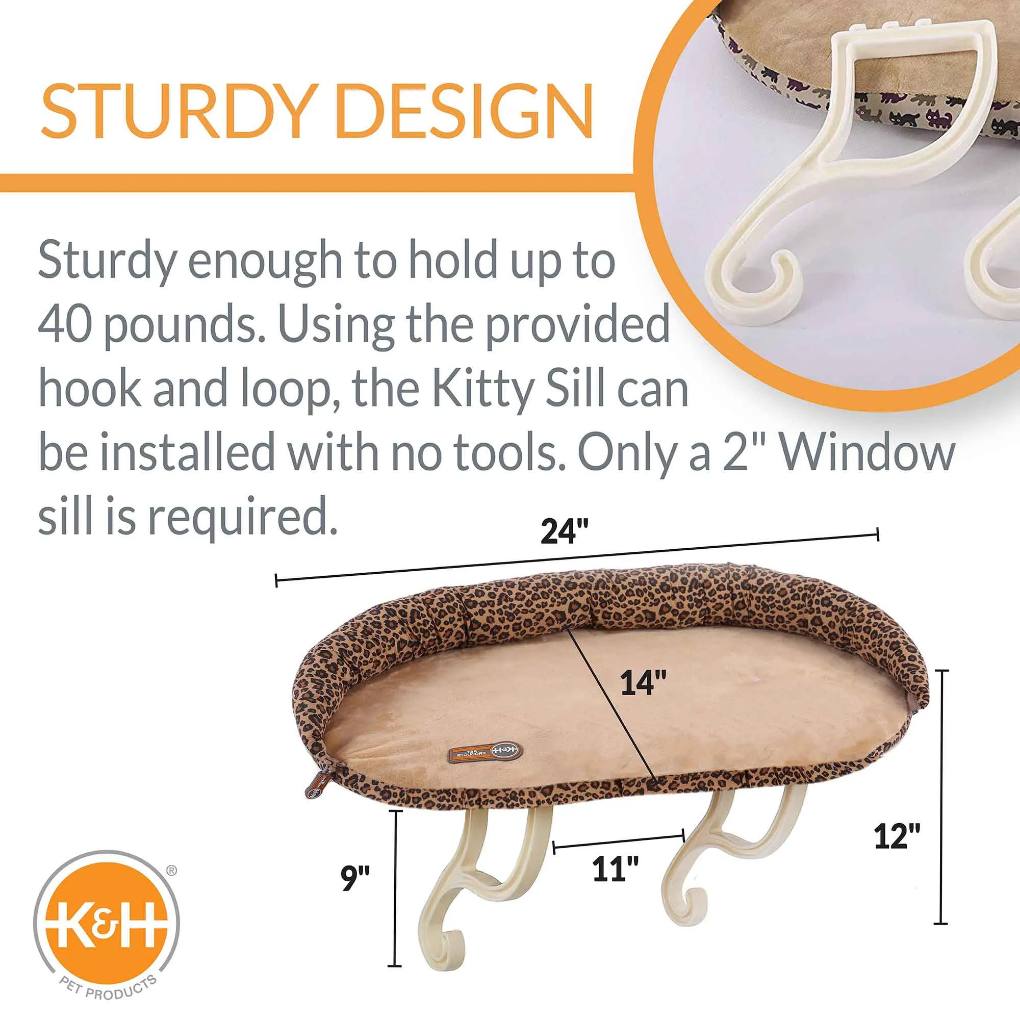 K&H Pet Products Deluxe Kitty Sill with Removable Bolster