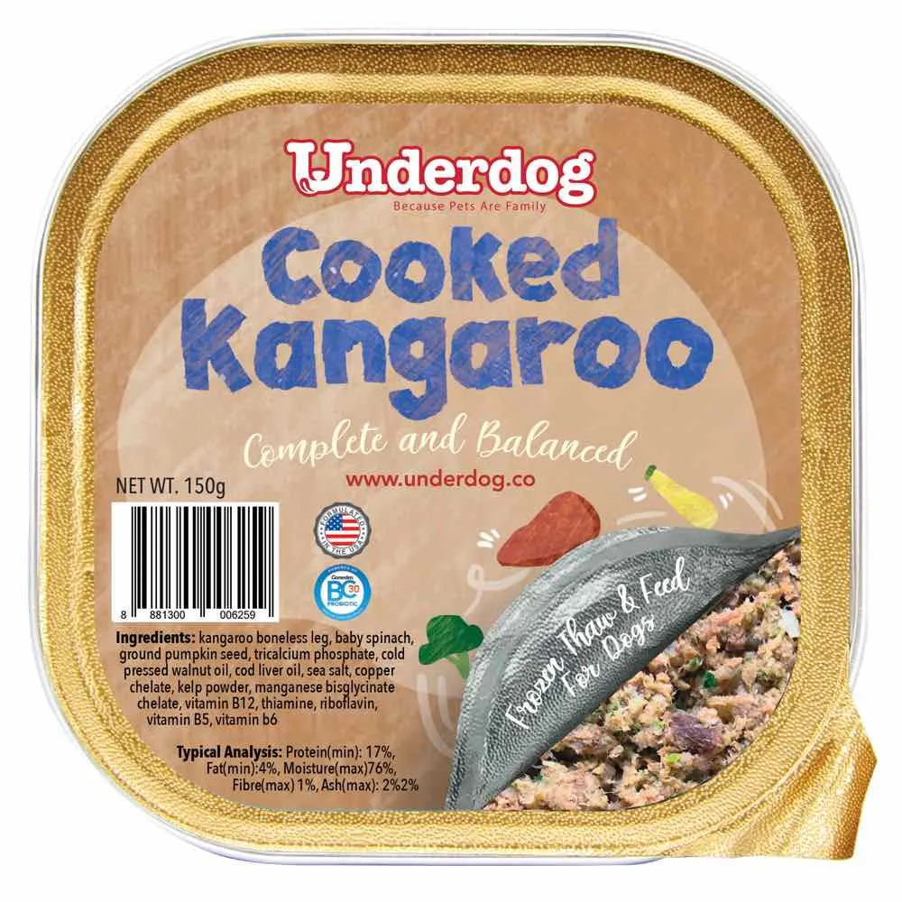 KOHE-VERSARY 8% OFF: Underdog Cooked Kangaroo Complete & Balanced Frozen Dog Food 150g