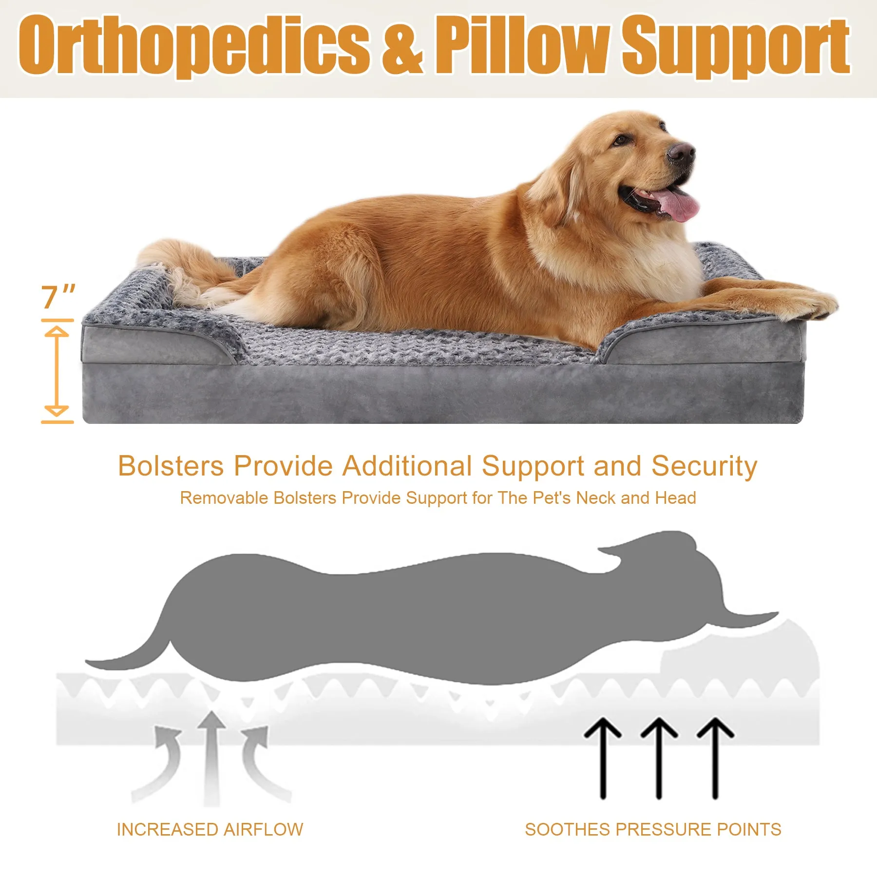 KSIIA Orthopedic Dog Beds Large Sized Dog Couch (For USA)