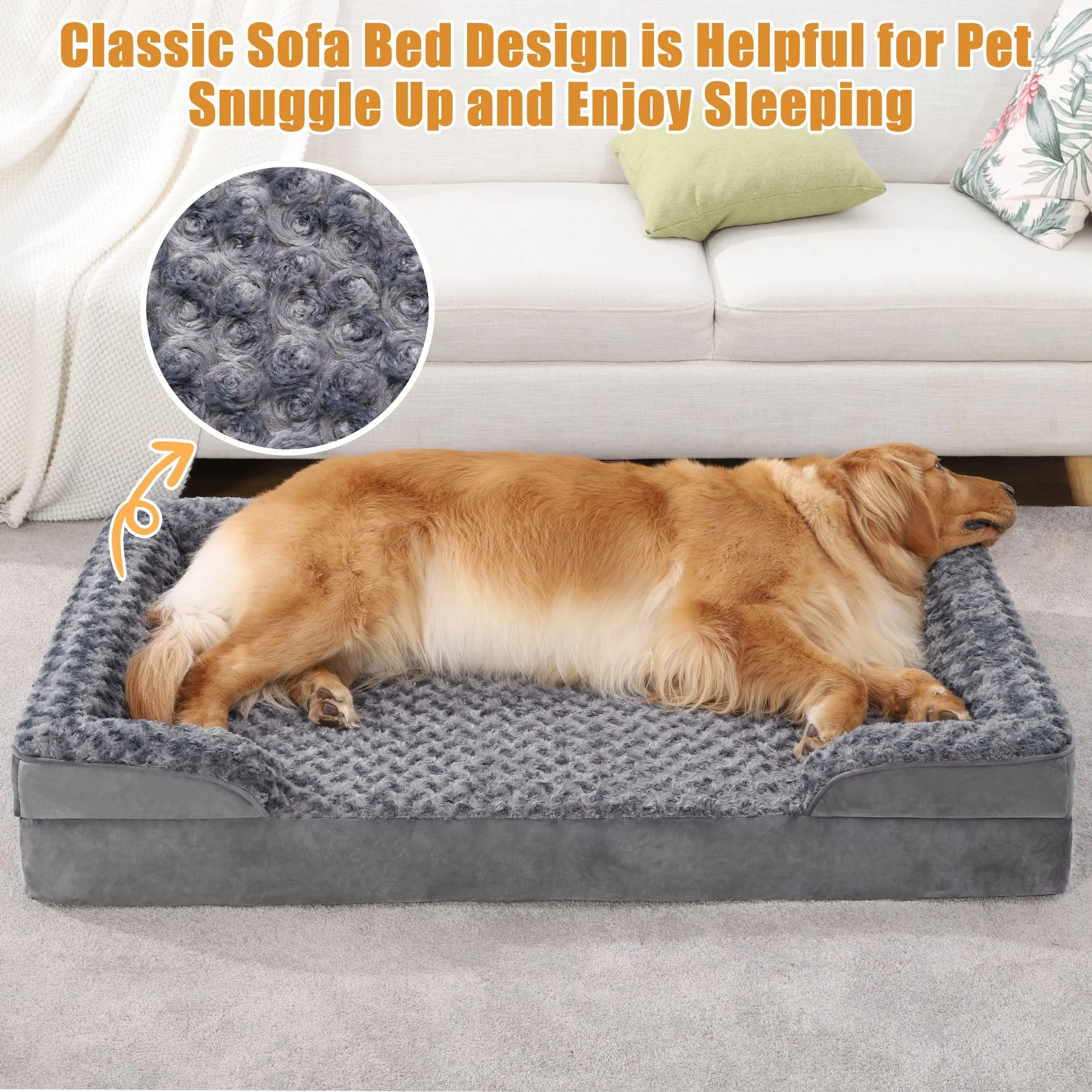 KSIIA Orthopedic Dog Beds Large Sized Dog Couch (For USA)