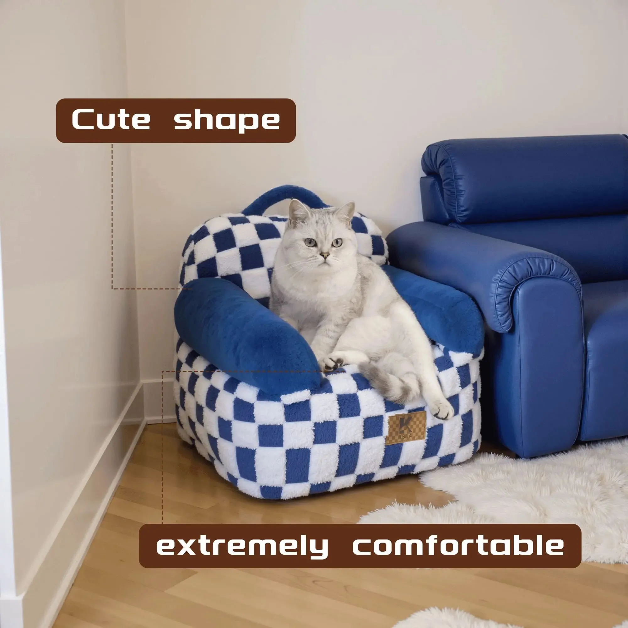 Ksiia Portable Plush Sofa Bed for Cats & Small Dogs