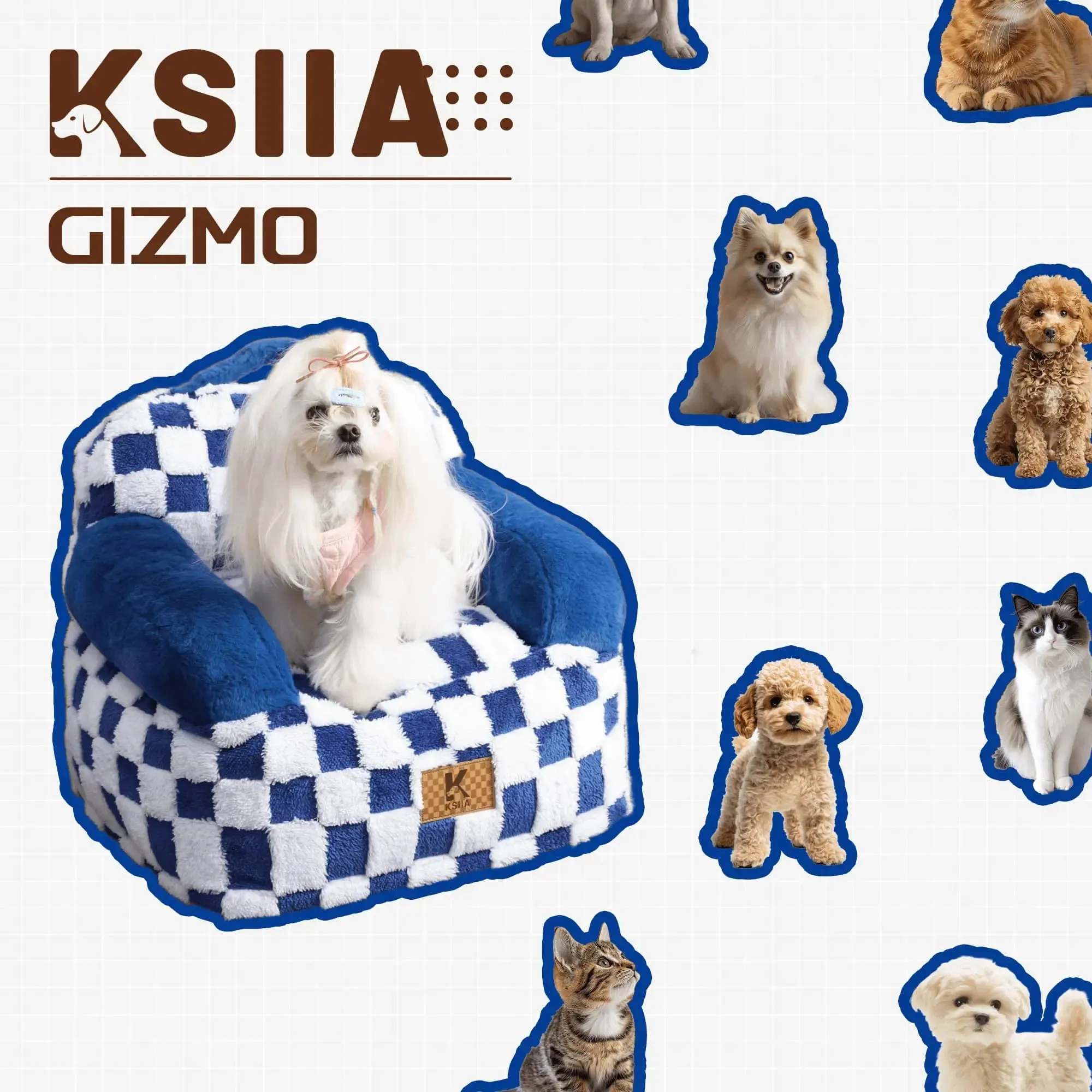 Ksiia Portable Plush Sofa Bed for Cats & Small Dogs