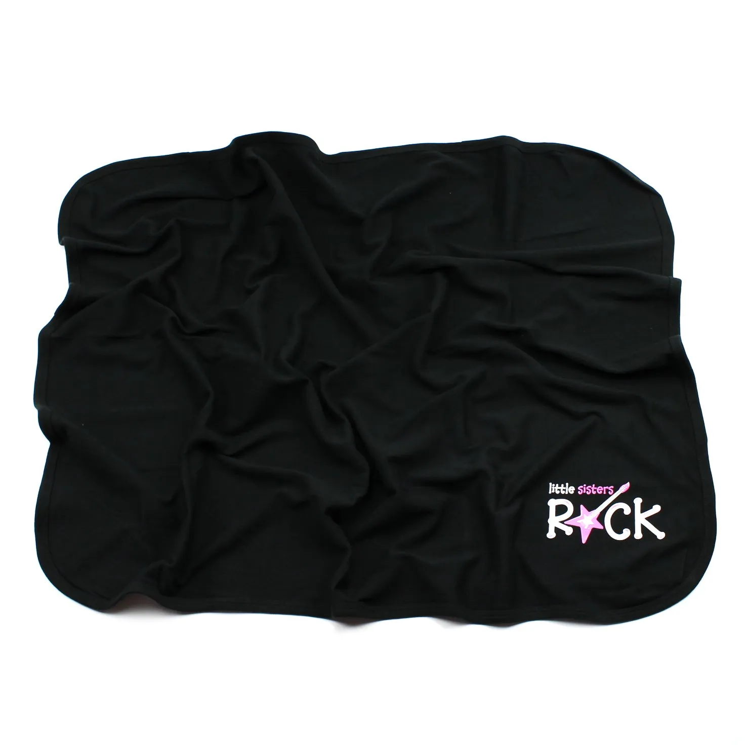 Little Sisters Rock Black Cotton Swaddling Receiving Blanket